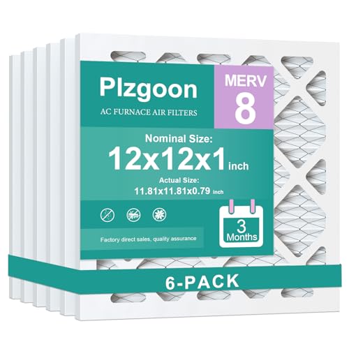 Plzgoon 12 x 12 x 1 Luftfilter MERV 8 (6 Stück) MPR 600 plissierter AC-Ofenfilter, Ersatz (exakte Maße: 30 cm L x 30 cm B x 2,5 cm T), kompatibel mit Klimaanlagen-AC-Öfen