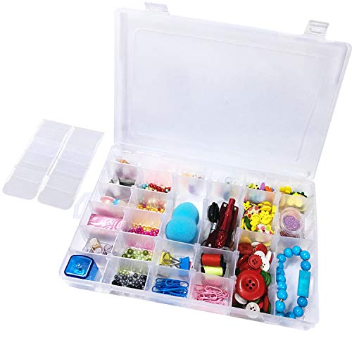 36 Grids Plastic Jewelry Box Earring Organizer Storage Containers with Movable Dividers for Beads Jewelry Small Parts Things Sold by Lasten