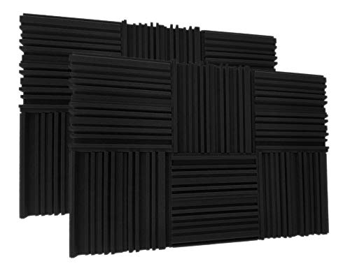 Juego de 12 paneles de espuma acústica, azulejos de estudio de 2 x 12 x 12 x 12 pulgadas, paneles de pared de espuma acústica para absorción de sonido de estudio