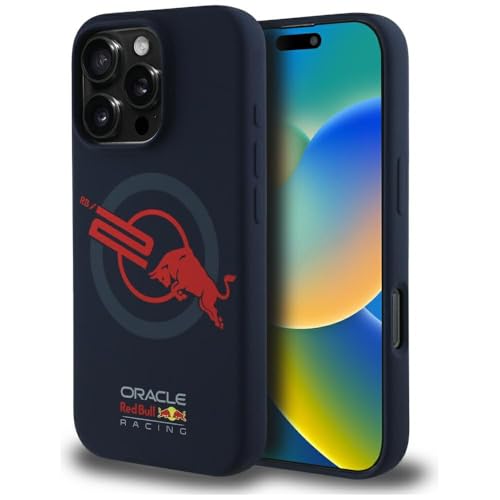 CG MOBILE Red Bull HC Silicone ORBR20 Logo Red Lining Hülle für iPhone 16 Pro kompatibel mit MagSafe Marine