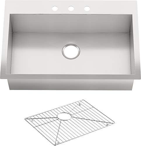 Vault(Tm) 3821-3-Na 33" X 22" X 9-5/16" Top-/Under-Mount Large Single-Bowl 3 Faucet Holes Kitchen Sink, One Size, Stainless-Steel #TOP26