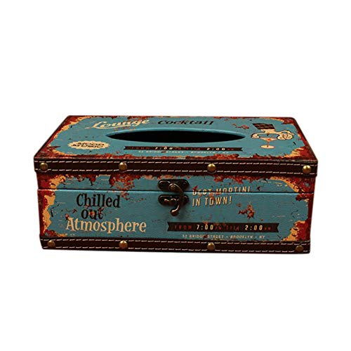 Hosaire 1 x Vintage - Caja de pañuelos de madera para coche restaurante caja de pañuelos decoración Cover