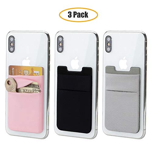 SS 3 Pack Adhesive Phone Card Holder, Stretchy Credit Card Stick on Wallet