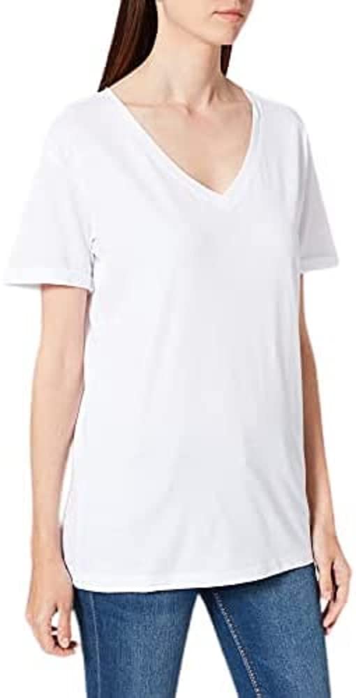 Armani Exchange Women's Short Sleeve Reeled Fit cuffed Sleeve V neck Tee, Optic White, X-Small by Armani Exchange - Used condition - US$12.62