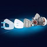 Faburo Respirator Mask, Dust Gas Mask with Filter, Dust Face Cover, Chemical Mask for Dust, Organic Vapors, Chemicals Protection with Safety Goggles - Image 4