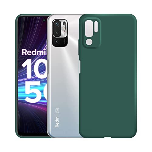 Image of Case Creation Liquid TPU Silicone Cover for Redmi Note 10T Soft Case,Anti-Dirty Slim Case Frosted Matte Cute Candy TPU Raised Bezel (Splash of Color) Back Case Cover for Redmi Note 10T -Lake Green