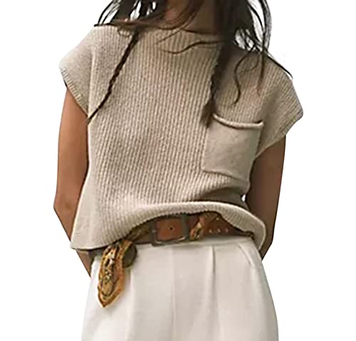 Image of Women Mock Neck Pullover Sweater Vest Sleeveless Y2k Going Out Knit Crop Top