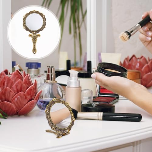 Miroir de maquillage compact portable vintage pour table et sac à main