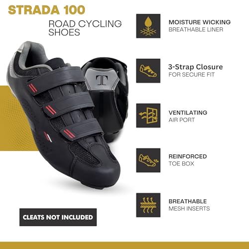 Image of Tommaso Strada Mens SPD & Peloton Shoes-2 in 1 Cycling Shoes-Install Your Own Delta or SPD Cleats for Spin Bikes, Indoor Cycles or Most Mens Bicycles-Explore Bike Accessories
