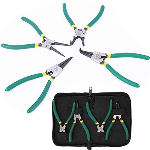 Exclusive Discount 80% Offer SDFSX 4 Pcs Snap Ring Pliers Set, 7-Inch Internal/External Snap Ring Pliers Set, Heavy Duty External/Internal Circlip Pliers with Straight/Bent Jaw for Ring Remover Retaining