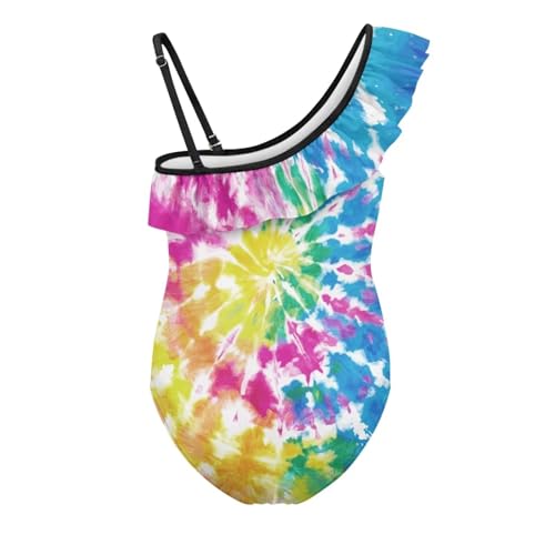 Image of Girls One Piece Swimsuit Ruffled Halter Bathing Suit with Adjustable Strap Beach Sport Swimwear for 3-14 Years