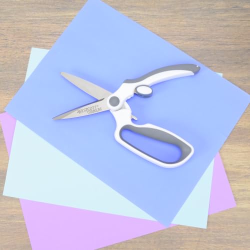 Westcott 8.5" Titanium Bonded Spring-Assist Easy Cut Scissors | Soft Handle Easy Action Design, Titanium Bonded Blades Stay Sharper Longer, Cuts Paper, Cardstock, Fabric, White/Gray - Image 10