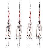 ERINGOGO 4 Stück Angelhaken aus Kohlenstoffstahl mit Federmechanismus und Köderhalter für Karpfen und Barsch Angeln Zubehör
