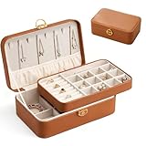 Vinnatsu ジュエリーボックス アクセサリーケースPUレザージュエリーケース 軽量 宝石箱 ジュエリー収納 鍵付き アクセサリー 収納 ボックス アクセサリー収納 ビーズ収納 オーガナイザー 分割 取り外し可 小物入れ 着脱式の仕切り付き 女の子 女性用 (レトロブラウン)