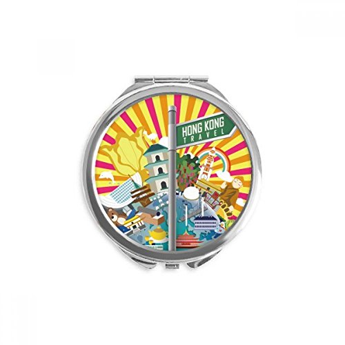 Miroir rond maquillage de poche portable Hong Kong multicolore