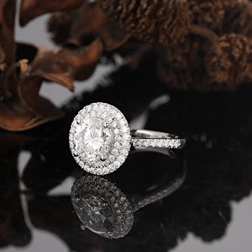 Moissanite Ring - Vintage Design Anniversary Ring - Excellent Round Cut 2.00 Carat Moissanite Women Ring - Double Halo 925 Silver Handcrafted Ring - Unique Moissanite Ring Set - Gift For Wife4