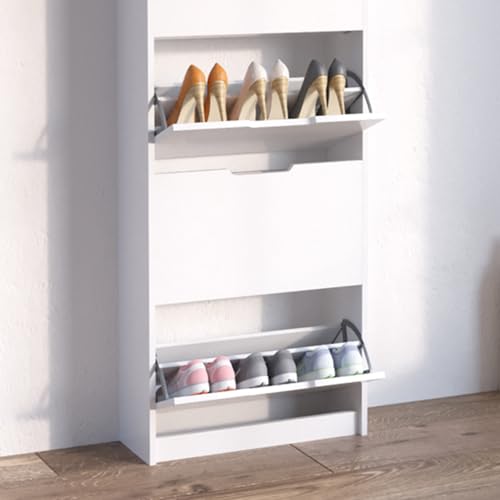 Vicco Schuhschrank Luca Schuhkipper in Weiß, 59 x 169 cm mit 5 Fächern