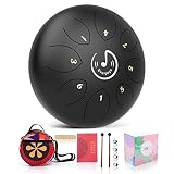 Steel Tongue Drum, 8 Notes 6 Inches C-Key Handpan Drum Percussion Instrument w/Gig Bag, Music Book a