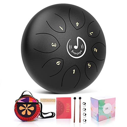 Steel Tongue Drum, 8 Notes 6 Inches C-Key Handpan Drum Percussion Instrument W/Gig Bag, Music Book And Mallets For Beginner Meditation Healing Concert Yoga Steel Drum #TOP12