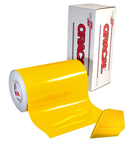 Oracal 751 Premium Long-Term Indoor & Outdoor Craft Vinyl 12in x 20ft Roll for Cutters and Plotters Including Hard Yellow Detailer Squeegee (Gloss Yellow) by ORACAL - Used condition - US$19.05