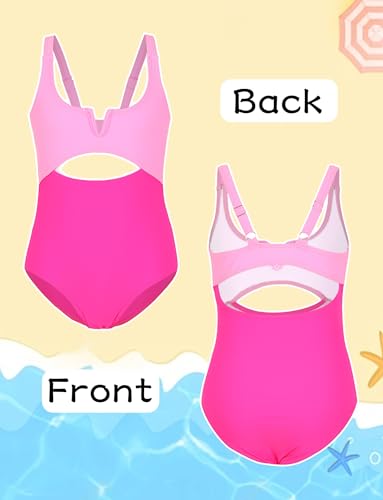 SEAUR Girls' One-Piece Swimwear Girls Cut Out Bathing Suit Kids Quick Dry Swimwear Summer Beach Hawaiian Colorblock Swimsuits2