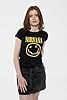 Nirvana T Shirt Yellow Smile Band Logo Official Womens Skinny Fit Black S #1