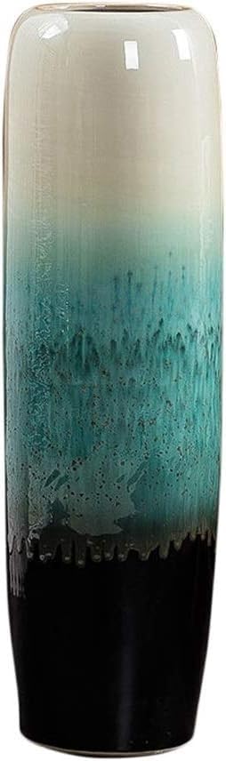Vase en céramique de sol bleu dégradé de mode, décoration prestigieuse pour hôtel