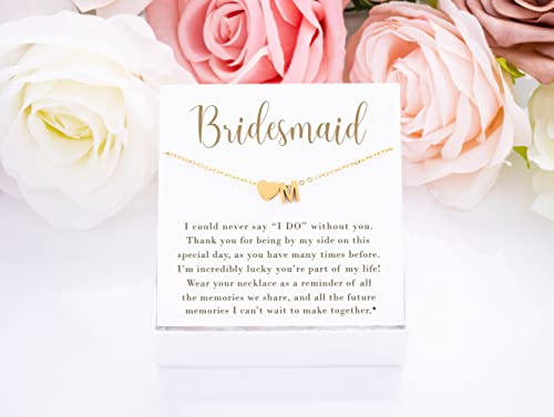 Personalized Bridesmaid Gift - Initial Necklace for Flower Girl, Maid of Honor Heart Necklace With Card, Wedding Gift Box, Proposal2