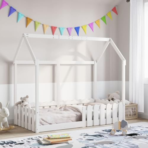 Vidaxl Giroletto Casetta Bambini Bianco 80X160 Cm Legno Massello Pino, Struttura Letto Casa Per Bambini, Giroletto Per Bambini, Telaio Letto Per Bambini