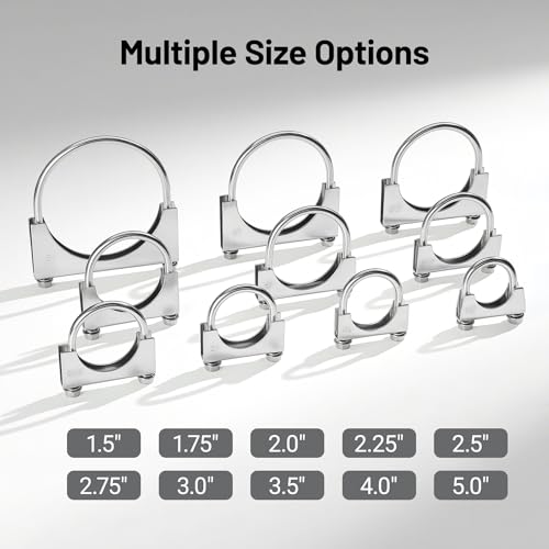 Image of EVIL ENERGY 4 inch Heavy Duty U Bolt Exhaust Clamp, 4 Inch Stainless Steel U Muffler Clamps, Saddle Style, 2PCS
