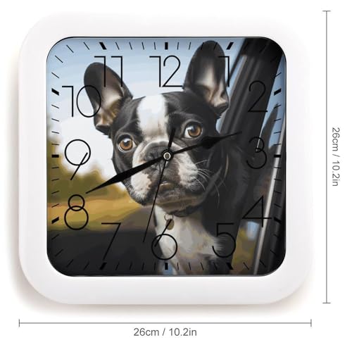 Horloge murale chiot 25,4 cm de précision avec cadran carré robuste - 3