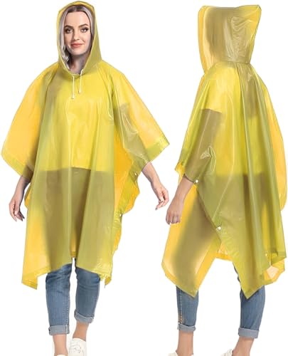 YANKUIRUI Lot de 2 ponchos de pluie imperméables pour homme et femme - Cape de pluie pour Disney, randonnée, cyclisme, camping et voyage, jaune, taille unique
