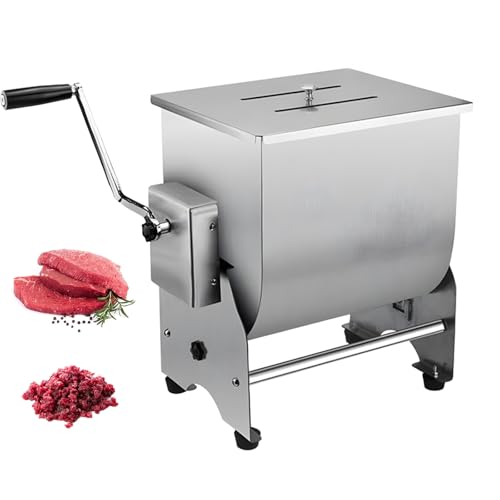 Batidora manual de carne, picadora de carne de acero inoxidable con tapa, equipo comercial de procesamiento de carne para salchichas, pollo, pescado y carne de res