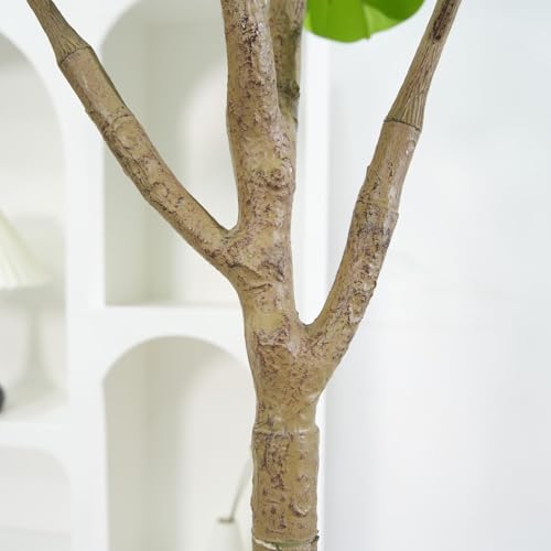 2 Stück Künstlicher Pflanze Fiddle Blättern Feigenbaum 180cm - Tropischer Ficus Pandurata Hance mit Weiß Topf - Ficus Baum mit Verstellbarem AST & Blättern, Deko für Wohnzimmer, Büro, Fest & Party