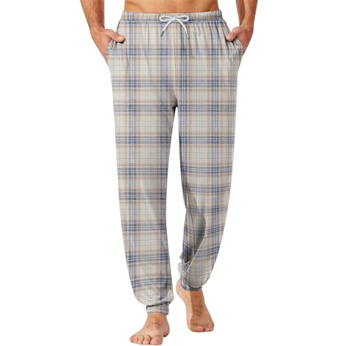 Pajama Pants Men Drawstring Comfortable Pants Casual Lightweight Lounge Bottoms Loose Fit Soft Pj Pant With Pockets