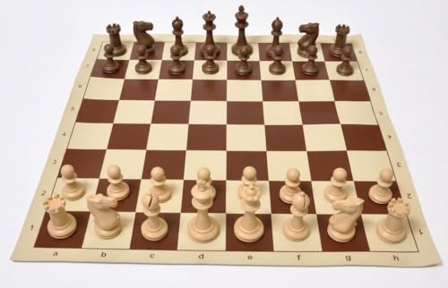 Image of PALM ROYAL HANDICRAFTS 17x17 inches Portable Travel Chess Set - Roll-Up Vinyl Board with Staunton Chessmen and Zippered Carrying Case - Perfect for Tournaments, Schools, and Outdoor Play.