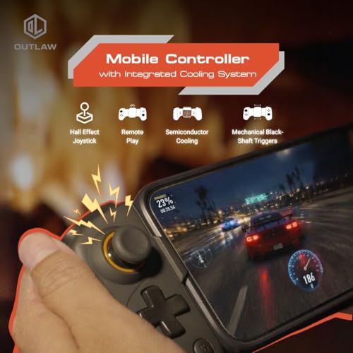 Image of OUTLAW Nava Smartphone Gamepad with Cooling Fan, Hall Effect Triggers & Joysticks | Wireless Bluetooth Controller for Android, iOS, PC, Cloud Gaming, Xbox & PS Remote Play