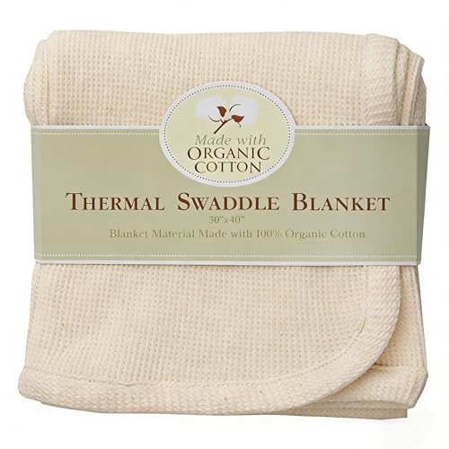 TL Care 30' X 40' Thermal/Waffle Swaddle Blanket Made with Organic Cotton, Natural Color, Soft Breathable, for Boys and Girls