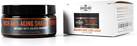 RICH ANTI AGING SHAVING CREAM FOR MEN - Shavology Shave Lather infused with Golden Seaweed For Men - Advanced Shaving Cream 2-in-1 Anti-Aging Skin Care Eliminates Razor Burn, Bumps, Rashes and Ingrown