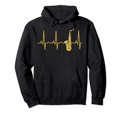 Saxophone Player Hoodie Sax Heartbeat Hooded Sweatshirt Gift Pullover Hoodie