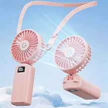 Gaiatop 4000mAh Handheld Mini Fan, 7110RPM High Speed Portable Personal Fan, 3 Gears Strong Wind, LED Display, USB Rechargeable Battery Operated, Gift for Women, Makeup, Travel Outdoor, Pink