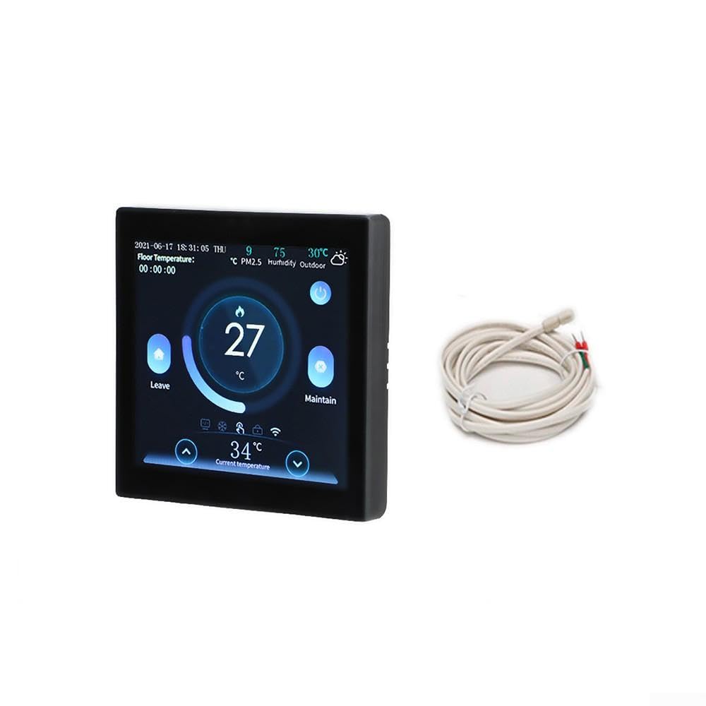 Thermostat numérique pour chaudière à écran tactile LCD 86 x 86 mm (Blanc