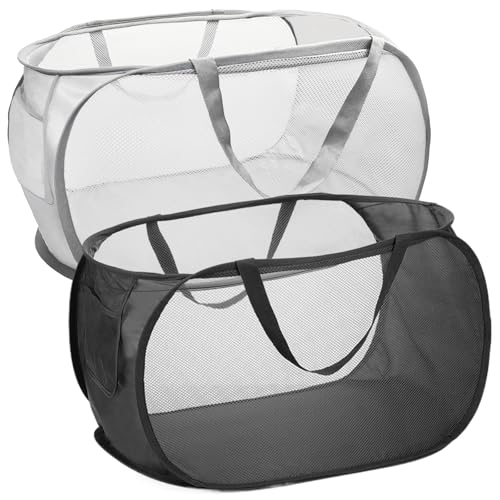 Qaestuan 2 Pièces Panier à Linge, Paniers à Linges Pliable, Panier Linges Engrener, Paniere à Linge Sale avec Manipuler, pour Chambre D'enfant, Dortoir...