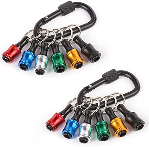 Katerk 12pcs 1/4 Inch Hex Shank Drill Bit Holder Keychain Quick Release