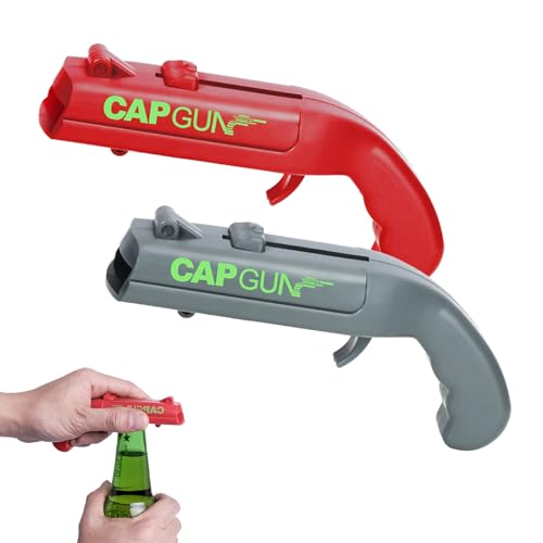 Flaschenöffner Pistole,2 Stück Lustige Schuss Flaschenöffner,Biergeschenke für Männer,Bieröffner im Pistolen-Design,FlaschenöffnerLustig für Den Einsatz Zu Hause,In Der Bar Oder Auf Partys(Grau,Rot)