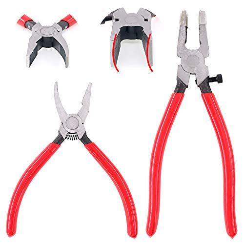 Swpeet 2Pcs Heavy Duty Breaker Grozer Pliers and Glass Running Pliers