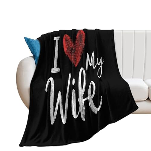 I Love My Wife Soft Flannel Blanket Throw Fashion Plush Blankets Lightweight Throws for Couch Bed 60