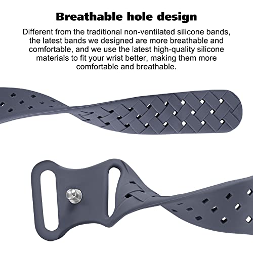 Image of Silicone Braided Weave Bands Compatible with Apple Watch 38mm 40mm 41mm 42mm 44mm 46mm 45mm 49mm, Replacement Sport Breathable Strap for iWatch Series 11 /10 /9 /8 /7 /6 /5 /4 /3 /2 /1 Ultra SE Women Men, Blue Gray