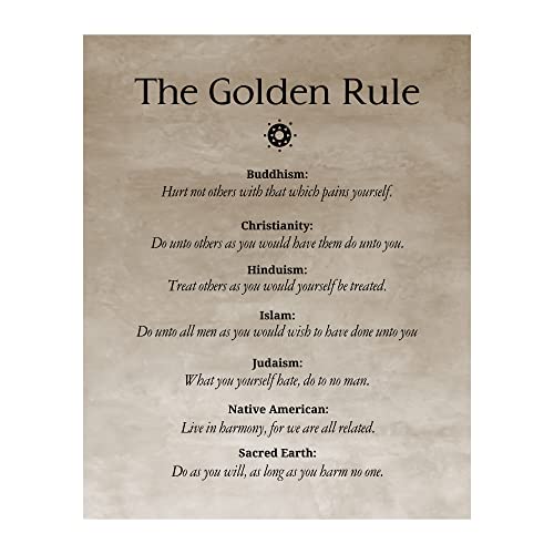 The Golden Rule- Religious Inspirational Wall Art, Parchment Sign Home Decor-Motivational Quotes Ideal For Living Room Decor, Office Decor, or Room Decor, Inspirational Gift for ALL Unframed - 8x10