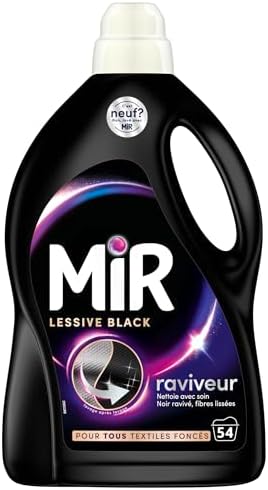 Mir - Lessive Liquide Black - Pour tous les Textiles Foncés - Nettoye avec Soin et Fraîcheur - Formule Unique 3en1 - 54 